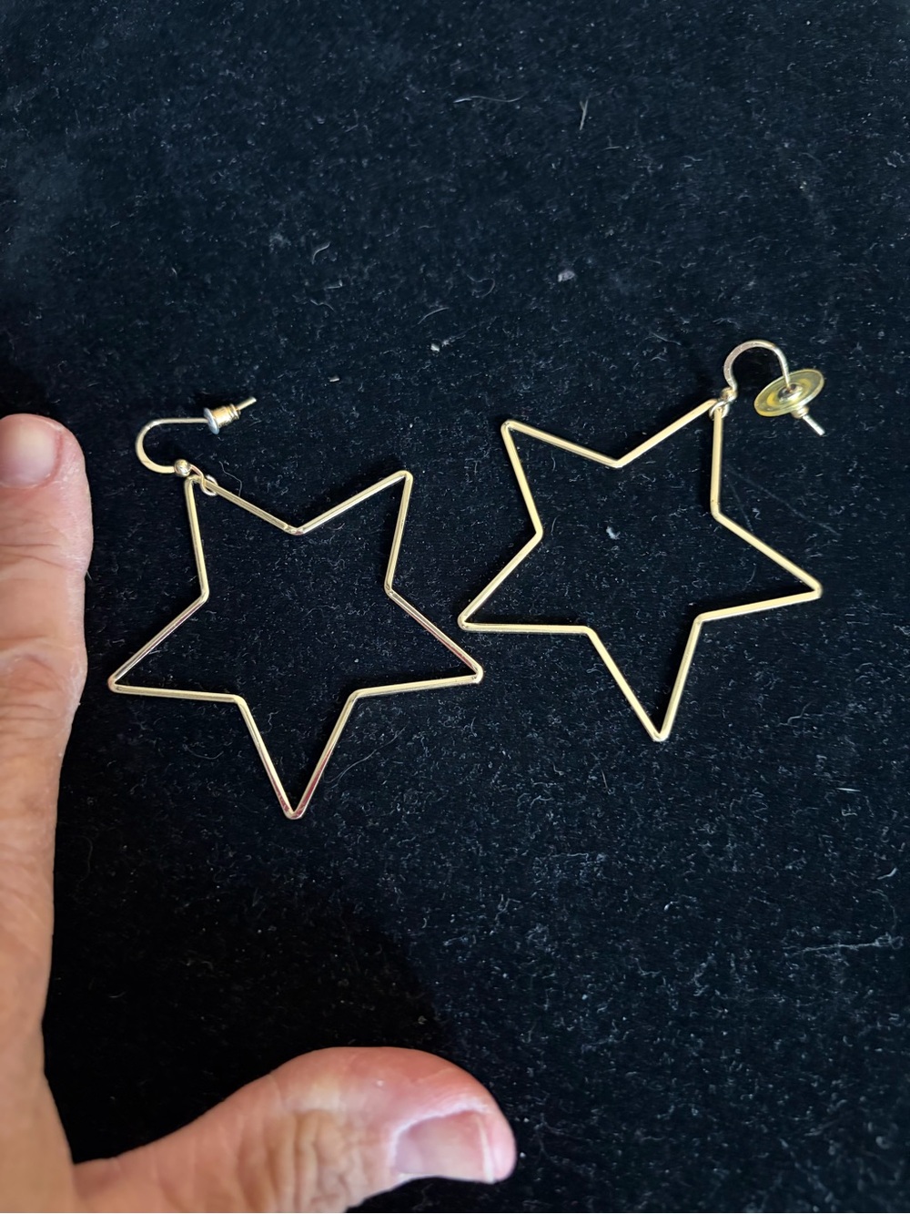 Gold Star Wire Hoop Earrings - Picture 5 of 5